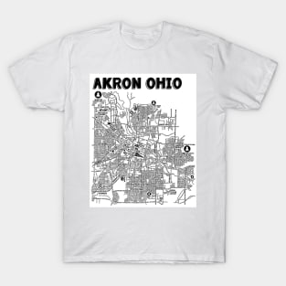 Akron Ohio Street Map T-Shirt